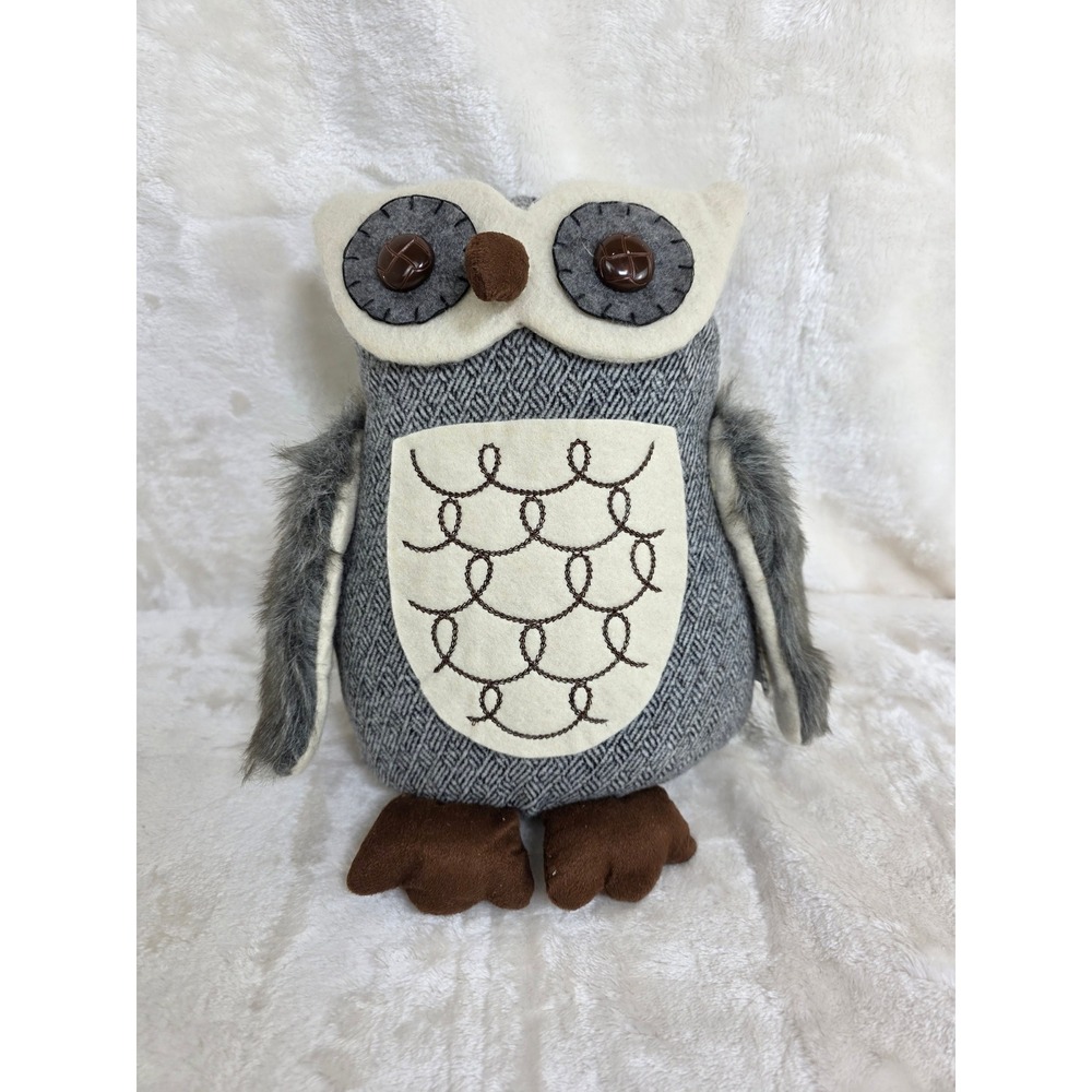 Kohl's Decorative Owl Door Stopper Figurine Gray White Brown